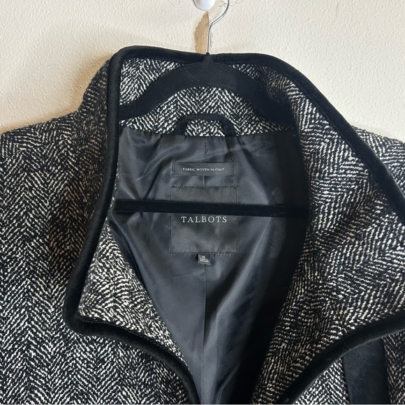 Talbots XL Cotton Blend Black and White Textured Winter Fall Coat Elegant EUC - Picture 3 of 13